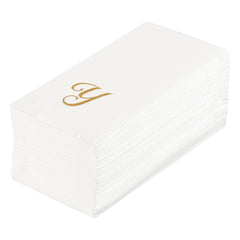 Luxenap Rectangle Gold Letter Y White Paper Linen-Feel Guest Towel - Air Laid, Cursive Font - 15 3/4