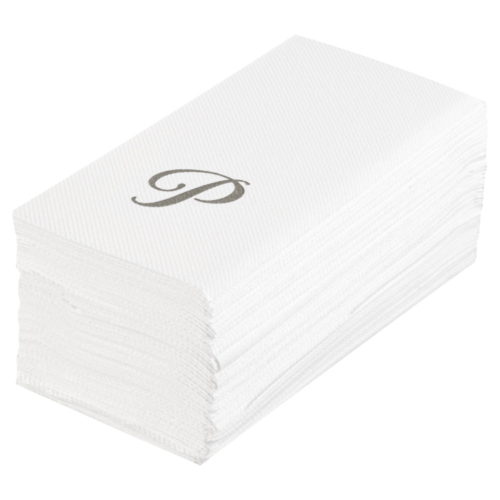 Luxenap Rectangle Silver Letter P White Paper Linen-Feel Guest Towel ...