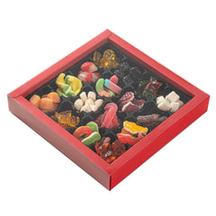 Sweet Vision Square Red Paper Candy / Chocolate Boxes - 16 Compartments - 9