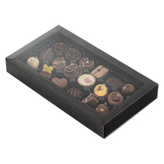 Sweet Vision Rectangle Black Paper Candy / Chocolate Boxes - 18 Compartments - 10