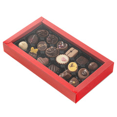 Sweet Vision Rectangle Red Paper Candy / Chocolate Boxes - 18 Compartments - 10