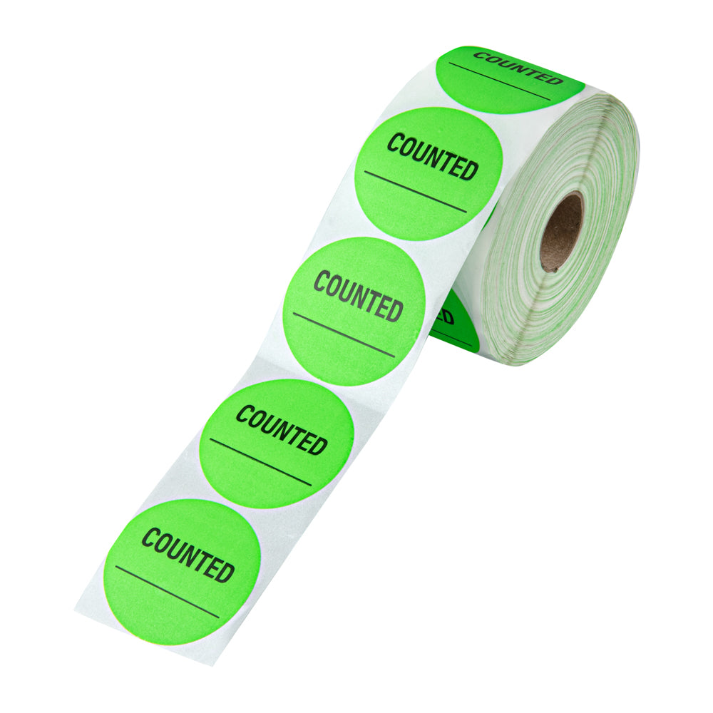 Label Tek Green Paper Counted Inventory Label - 2" x 2" - 1000 count roll