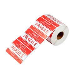 Label Tek Red and White Paper Fragile / Handle with Care Label - 3