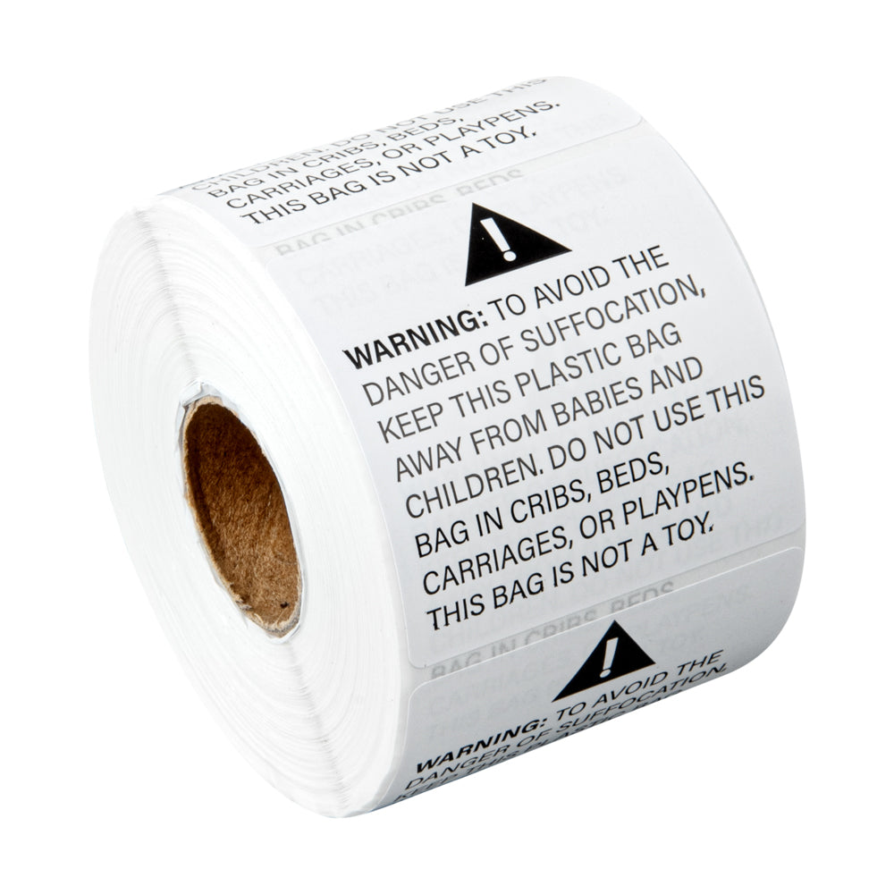 Label Tek White Paper Suffocation Warning Label - 2