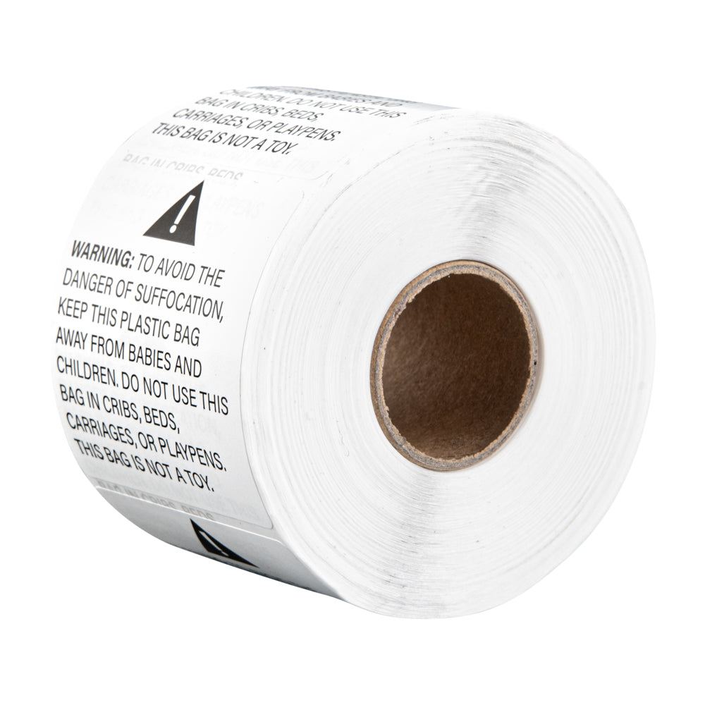 Label Tek White Paper Suffocation Warning Label - 2
