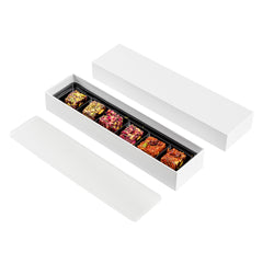Sweet Vision Rectangle White Paper Candy / Chocolate Boxes - 6 Compartments - 10 3/4