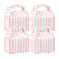 Bio Tek Pink & White Stripe Paper Gable Box / Take Out Container - Compostable - 4