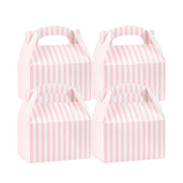 Bio Tek Pink & White Stripe Paper Gable Box / Take Out Container - Compostable - 6" x 3 1/2" x 3 1/2" - 100 count box