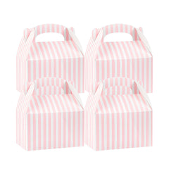 Bio Tek Pink & White Stripe Paper Gable Box / Take Out Container - Compostable - 6