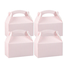 Bio Tek Pink & White Stripe Paper Gable Box / Lunch Box - Compostable - 9 1/2