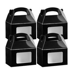 Bio Tek Black Paper Gable Box / Lunch Box - Greaseproof, with Window - 4