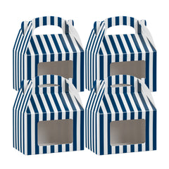 Bio Tek Blue & White Stripe Paper Gable Box / Lunch Box - with Window - 4