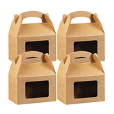 Bio Tek Kraft Paper Gable Box / Take Out Container - Greaseproof, with Window - 4" x 2 1/2" x 2 1/2" - 100 count box