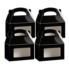 Bio Tek Black Paper Gable Box / Take Out Container - Greaseproof, with Window - 6