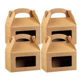 Bio Tek Kraft Paper Gable Box / Take Out Container - Greaseproof, with Window - 6" x 3 1/2" x 3 1/2" - 100 count box