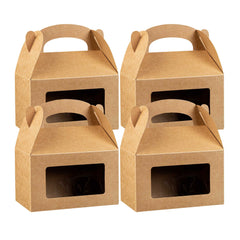 Bio Tek Kraft Paper Gable Box / Take Out Container - Greaseproof, with Window - 6