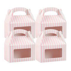 Bio Tek Pink and White Stripe Paper Gable Box / Take Out Container - with Window - 6