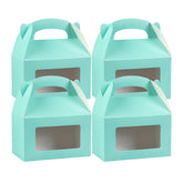 Bio Tek Turquoise Paper Gable Box / Take Out Container - with Window - 6" x 3 1/2" x 3 1/2" - 100 count box