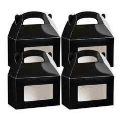 Bio Tek Black Paper Gable Box / Lunch Box - Greaseproof, with Window - 8 1/2