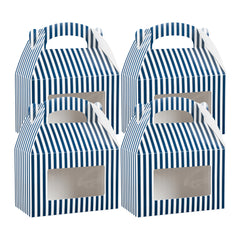 Bio Tek Blue & White Stripe Paper Gable Box / Lunch Box - with Window - 8 1/2