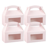 Bio Tek Pink and White Stripe Paper Gable Box / Take Out Container - with Window - 9 1/2" x 5" x 5" - 100 count box