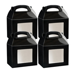 Bio Tek Black Paper Gable Box / Lunch Box - Greaseproof, with Window - 10