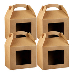 Bio Tek Kraft Paper Gable Box / Lunch Box - Greaseproof, with Window - 10