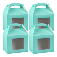 Bio Tek Turquoise Paper Gable Box / Lunch Box - with Window - 10