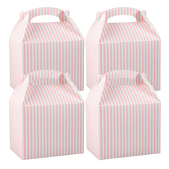Bio Tek Pink & White Stripe Paper Gable Box / Lunch Box - Compostable - 10
