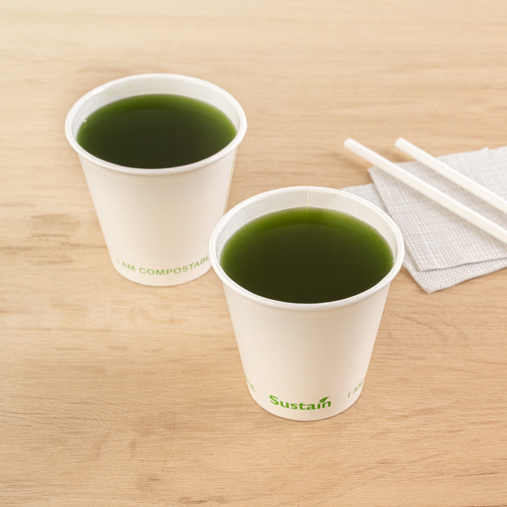 Sustain 9 oz White Paper Cold Cup - PLA Lining, Compostable - 3 1/2" x 3 1/2" x 3 1/4" - 1000 count box