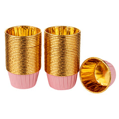 Panificio 3.5 oz Round Pink Foil Paper Baking Cup - Lids Available - 2 3/4