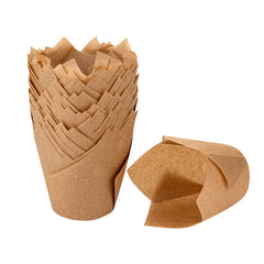 Panificio 3.5 oz Kraft Paper Tulip Baking Cup - Greaseproof - 3 1/4