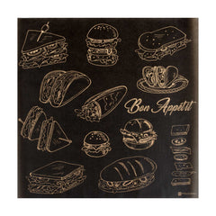 Chef 101 No PFAS Added Black Paper Bakery Wrap and Basket Liner - Bon Appetit, Greaseproof - 12