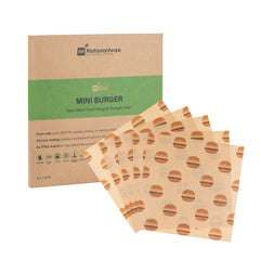 RW Base No PFAS Added Kraft Paper Food Wrap and Fry Basket Liner - Mini Burger, Greaseproof - 12