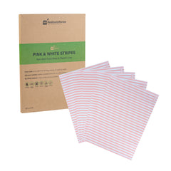 RW Base No PFAS Added Pink and White Stripe Paper Food Wrap and Basket Liner - Greaseproof - 15