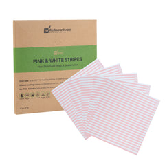 RW Base No PFAS Added Pink and White Stripe Paper Bakery Wrap and Basket Liner - Greaseproof - 12