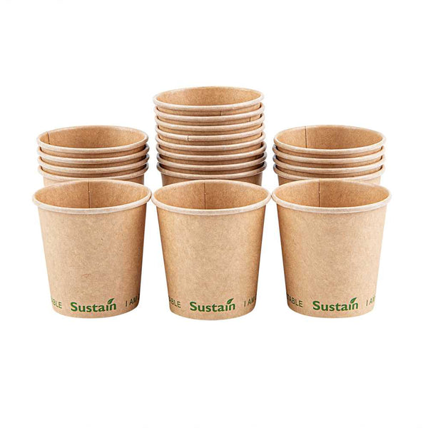 Sustain 4 oz Kraft Paper Coffee Cup - PLA Lining, Compostable, Single Wall  - 2 1/2