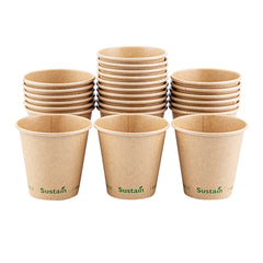 Sustain 8 oz Kraft Paper Coffee Cup - PLA Lining, Compostable, Single Wall - 3 1/2