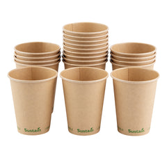 Sustain 12 oz Kraft Paper Coffee Cup - PLA Lining, Compostable, Single Wall - 3 1/2