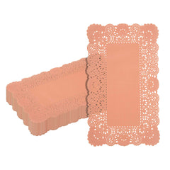 Pastry Tek Rectangle Coral Paper Doilies - Lace - 12