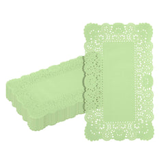 Pastry Tek Rectangle Green Paper Doilies - Lace - 12