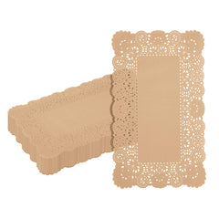 Pastry Tek Rectangle Kraft Paper Doilies - Lace - 12
