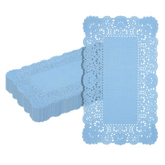 Pastry Tek Rectangle Sky Blue Paper Doilies - Lace - 12