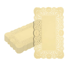 Pastry Tek Rectangle Yellow Paper Doilies - Lace - 12
