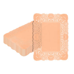 Pastry Tek Rectangle Coral Paper Doilies - Lace - 15 3/4