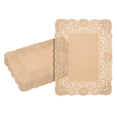 Pastry Tek Rectangle Kraft Paper Doilies - Lace - 15 3/4