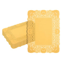 Pastry Tek Rectangle Orange Paper Doilies - Lace - 15 3/4