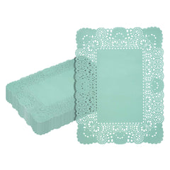 Pastry Tek Rectangle Teal Paper Doilies - Lace - 15 3/4