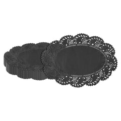 Pastry Tek Oval Black Paper Doilies - Lace - 9