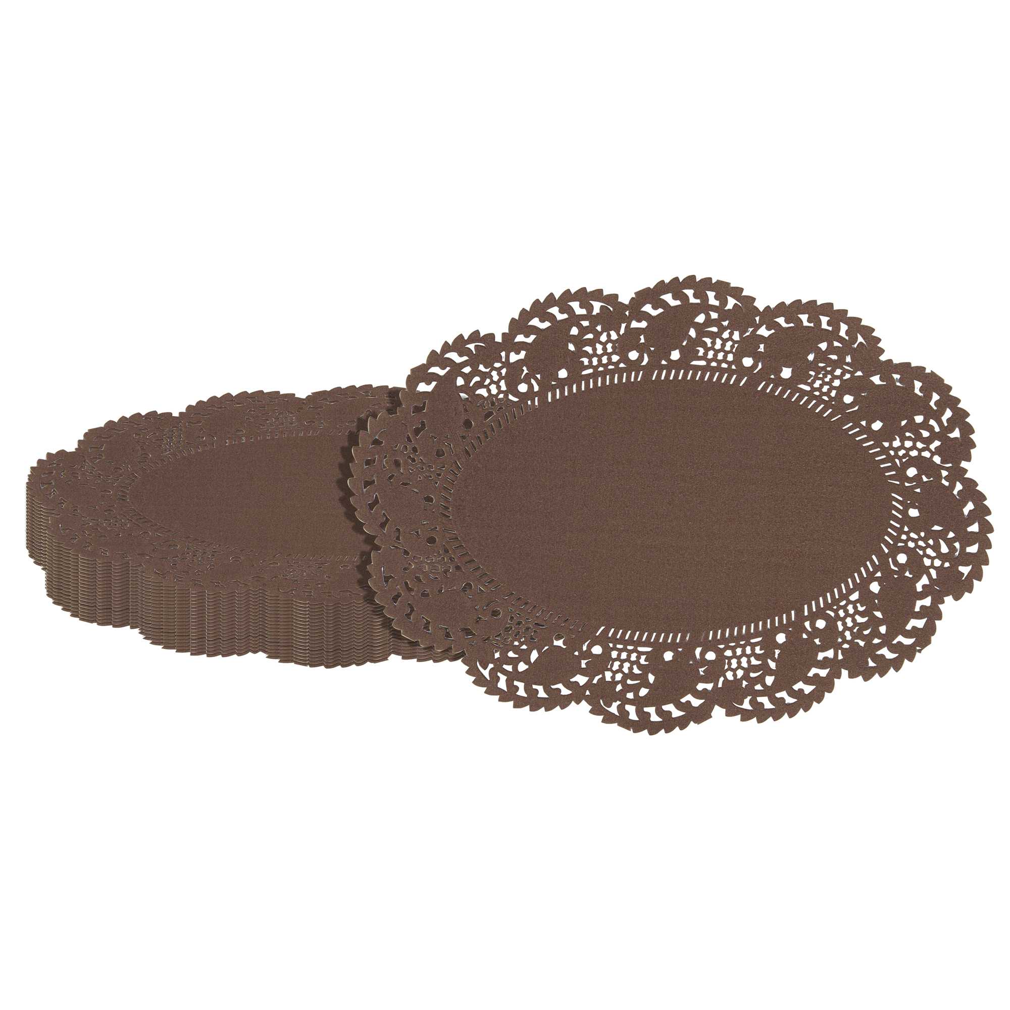 Pastry Tek Oval Brown Paper Doilies - Lace - 9" x 6 1/2" - 4000 count box